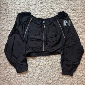 LF Black Cropped Cargo Zippered Top